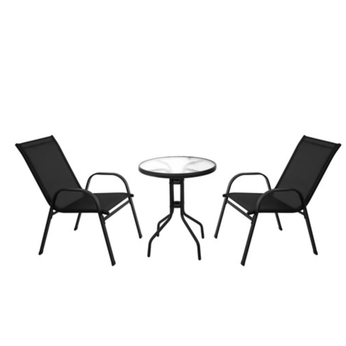 Set mobilier balcon VarioShop®, masa si 2 scaune, culoare negru, ideal pentru terasa, gradina si exterior [13]