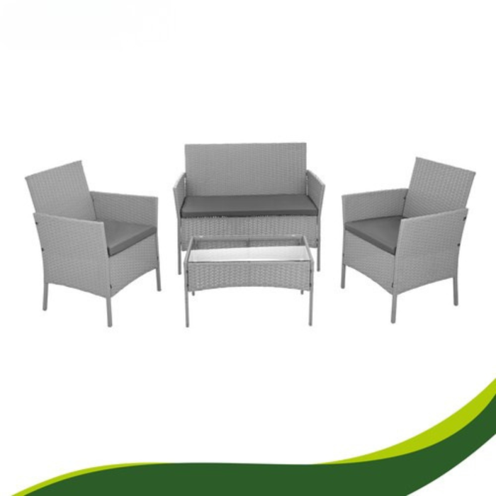 Set mobilier gradina ratan gri VarioShop®, canapea, 2 fotolii si masa, pentru terasa si exterior, design modern [4]