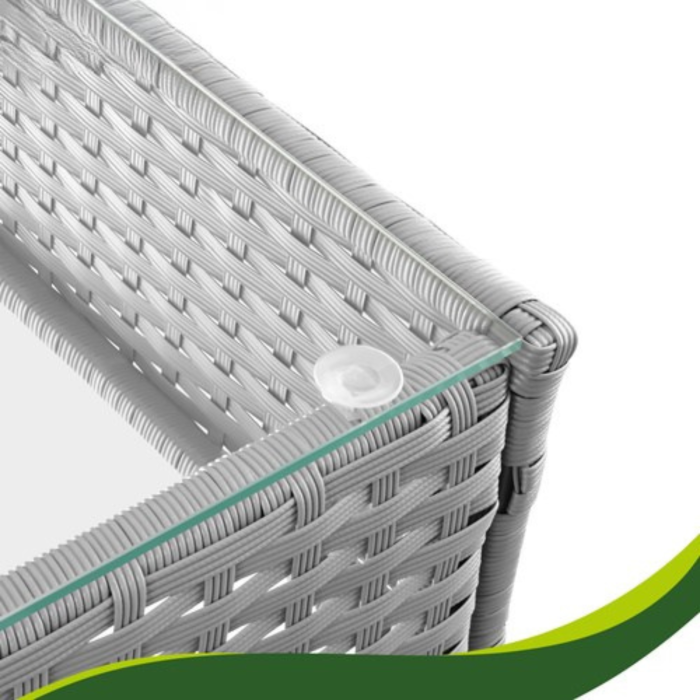 Set mobilier gradina ratan gri VarioShop®, canapea, 2 fotolii si masa, pentru terasa si exterior, design modern [6]