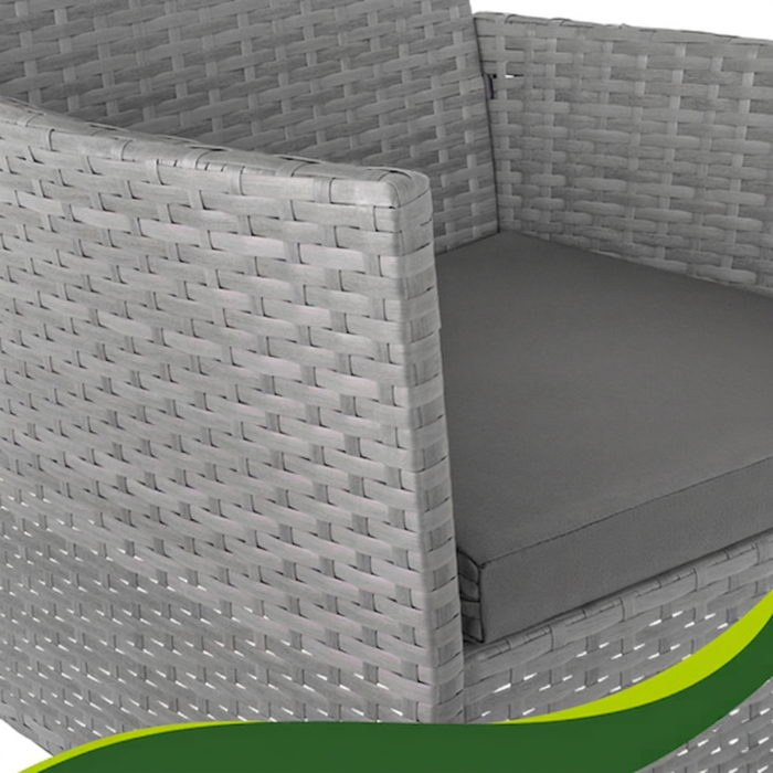 Set mobilier gradina VarioShop din ratan gri inchis, canapea 2 locuri, 2 fotolii, masa sticla, perne incluse, mobilier exterior terasa balcon, rezistent la intemperii [10]