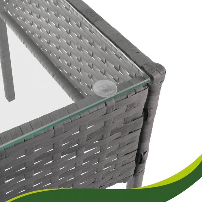 Set mobilier gradina VarioShop din ratan gri inchis, canapea 2 locuri, 2 fotolii, masa sticla, perne incluse, mobilier exterior terasa balcon, rezistent la intemperii [9]