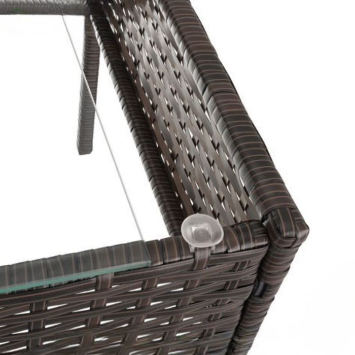 Set mobilier gradina VarioShop®, technoratan maro, cu canapea 2 locuri, 2 fotolii si masa cu blat din sticla [5]