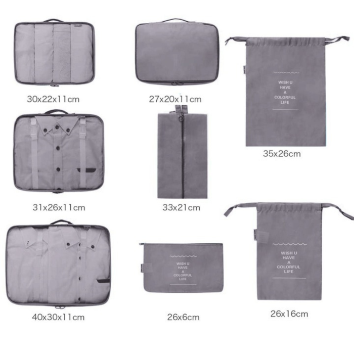 Set organizatoare bagaj VarioShop® 7 piese, organizatoare pentru valiza si geanta de voiaj, saci pentru depozitare haine, lenjerie si cosmetice, set organizare calatorie [3]