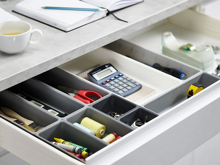 Set Organizator Multifunctional VarioShop®, 10 Recipiente de Diferite Marimi, Conectare Rapida Prin Carlige Speciale, Pentru Tacamuri, Unelte sau Alte Obiecte Mici, Montabil in Sertar, 52 x 43, 5 x 5  [7]