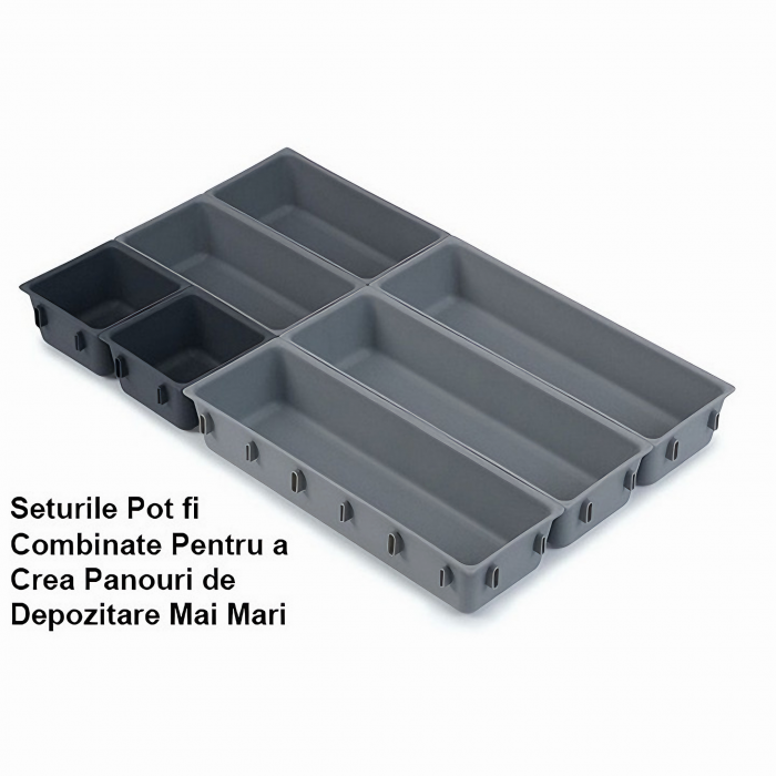 Set Organizator Multifunctional VarioShop®, 10 Recipiente de Diferite Marimi, Conectare Rapida Prin Carlige Speciale, Pentru Tacamuri, Unelte sau Alte Obiecte Mici, Montabil in Sertar, 52 x 43, 5 x 5  [28]