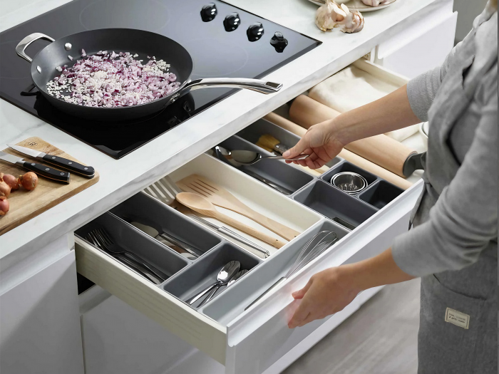 Set Organizator Multifunctional VarioShop®, 10 Recipiente de Diferite Marimi, Conectare Rapida Prin Carlige Speciale, Pentru Tacamuri, Unelte sau Alte Obiecte Mici, Montabil in Sertar, 52 x 43, 5 x 5  [2]