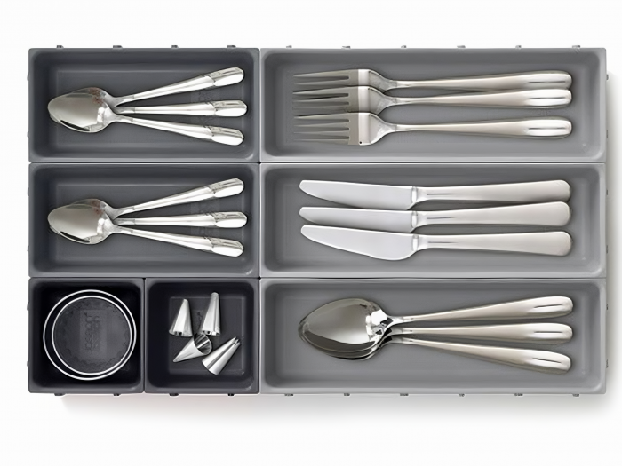 Set Organizator Multifunctional VarioShop®, 10 Recipiente de Diferite Marimi, Conectare Rapida Prin Carlige Speciale, Pentru Tacamuri, Unelte sau Alte Obiecte Mici, Montabil in Sertar, 52 x 43, 5 x 5  [8]