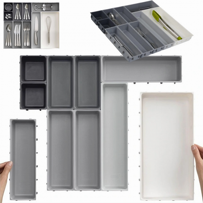 Set Organizator Multifunctional VarioShop®, 10 Recipiente de Diferite Marimi, Conectare Rapida Prin Carlige Speciale, Pentru Tacamuri, Unelte sau Alte Obiecte Mici, Montabil in Sertar, 52 x 43, 5 x 5  [16]