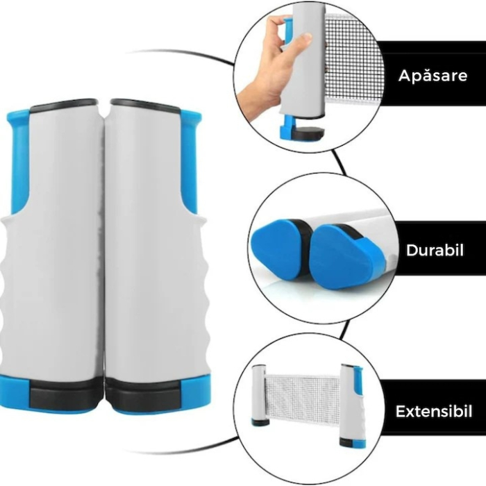 Set palete si fileu pentru tenis de masa si ping pong VarioShop®, 2 rachete, 3 mingi, plasa extensibila 170 cm, montaj rapid pe orice masa [4]