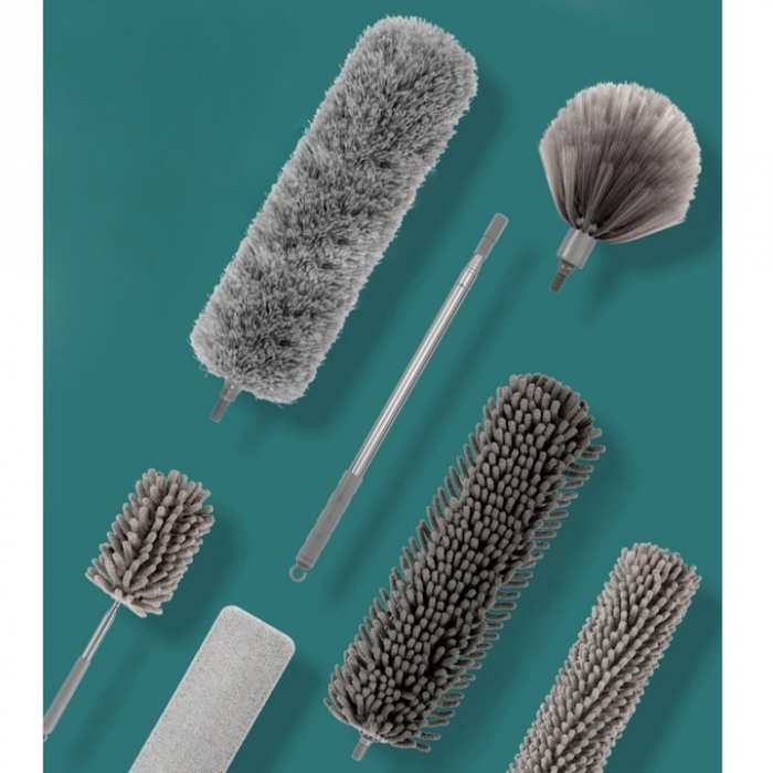 Set pamatuf 5 in 1 VarioShop®, Pentru Curatat Praful, Locuri greu Accesibile, Usor de Folosit/Curatat, Maner Aluminiu Extensibil Pana la 285 cm, Gri [8]