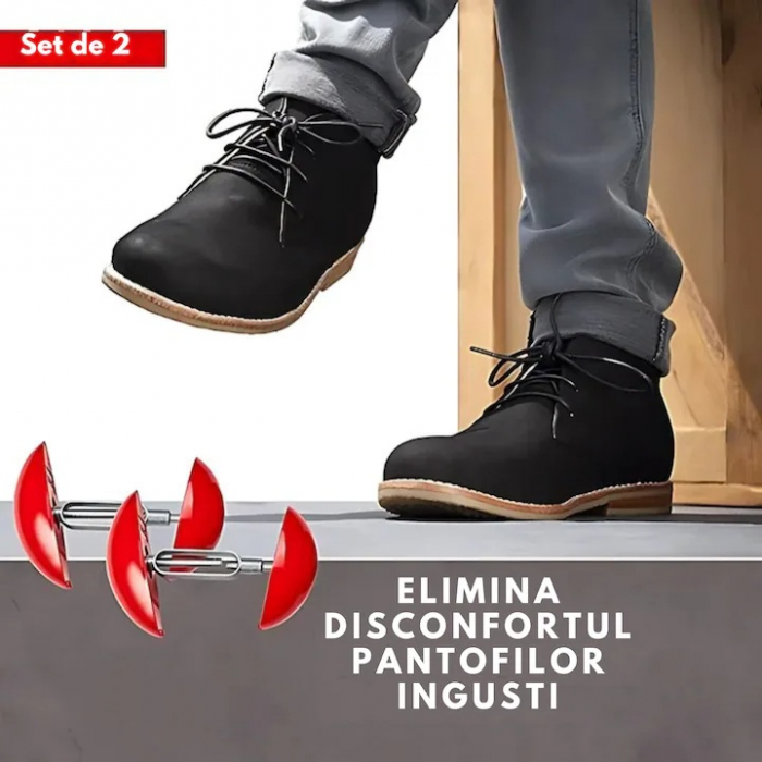 Set pentru largit pantofi VarioShop®, universal, ergonomic, reglabil, pentru marimile 35-46, ideal pentru pantofi cu tocuri inalte, papuci, pantofi sport, 2 bucati, plastic si metal, Rosu [2]
