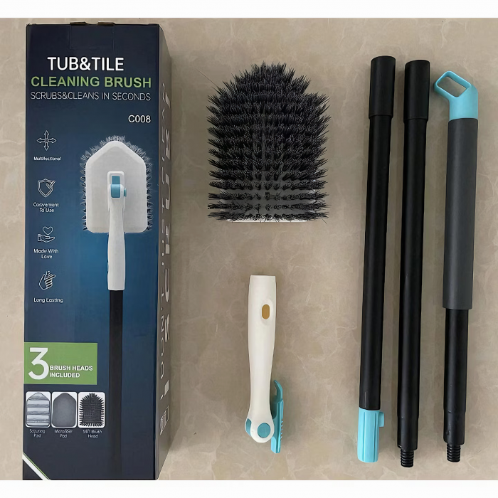 Set Perie Multifunctionala 3in1 VarioShop®, Multiple Utilizari, Maner Ergonomic, 2x Lavete Curatare, 1x Laveta Microfibra, 1x Perie Rigida, Rotire de 180°, Maner Lung Extensibil, 56cm-128cm, Alb [19]
