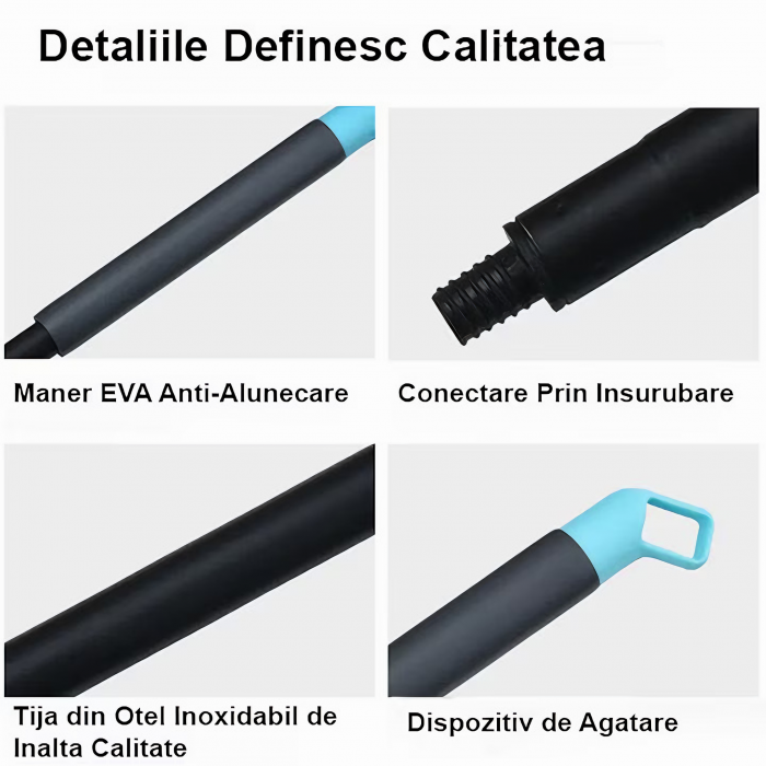Set Perie Multifunctionala 3in1 VarioShop®, Multiple Utilizari, Maner Ergonomic, 2x Lavete Curatare, 1x Laveta Microfibra, 1x Perie Rigida, Rotire de 180°, Maner Lung Extensibil, 56cm-128cm, Alb [18]