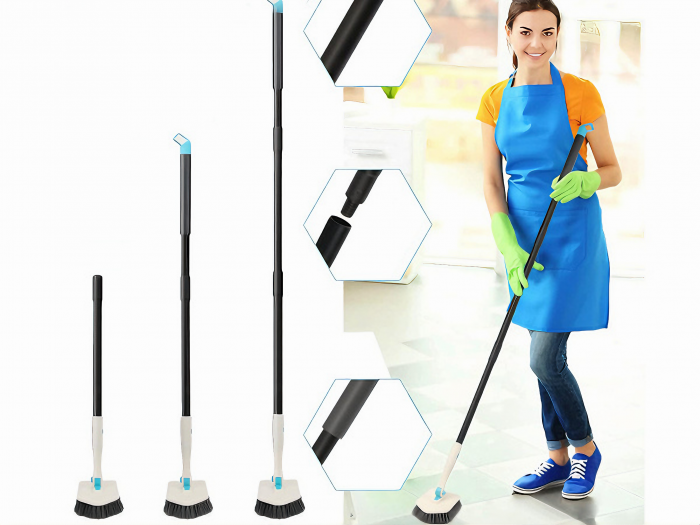 Set Perie Multifunctionala 3in1 VarioShop®, Multiple Utilizari, Maner Ergonomic, 2x Lavete Curatare, 1x Laveta Microfibra, 1x Perie Rigida, Rotire de 180°, Maner Lung Extensibil, 56cm-128cm, Alb [8]