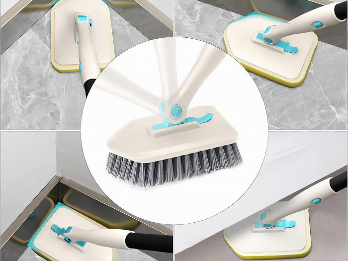 Set Perie Multifunctionala 3in1 VarioShop®, Multiple Utilizari, Maner Ergonomic, 2x Lavete Curatare, 1x Laveta Microfibra, 1x Perie Rigida, Rotire de 180°, Maner Lung Extensibil, 56cm-128cm, Alb [10]