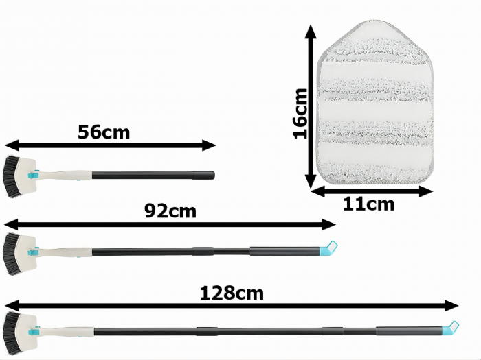 Set Perie Multifunctionala 3in1 VarioShop®, Multiple Utilizari, Maner Ergonomic, 2x Lavete Curatare, 1x Laveta Microfibra, 1x Perie Rigida, Rotire de 180°, Maner Lung Extensibil, 56cm-128cm, Alb [36]