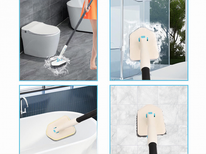 Set Perie Multifunctionala 3in1 VarioShop®, Multiple Utilizari, Maner Ergonomic, 2x Lavete Curatare, 1x Laveta Microfibra, 1x Perie Rigida, Rotire de 180°, Maner Lung Extensibil, 56cm-128cm, Alb [14]