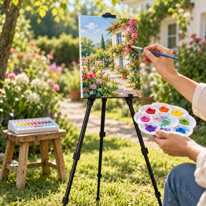 Set pictura 35 piese VarioShop®, cu sevalet reglabil, vopsele acrilice, 3 panze 24 x 30 cm, 6 pensule, multicolor [5]