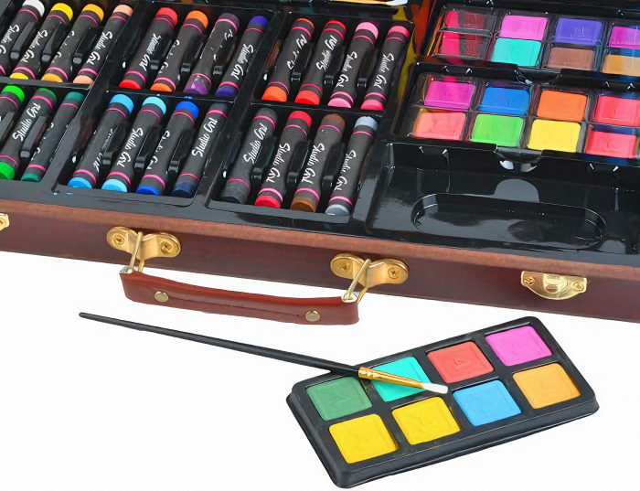 Set Pictura si Desen VarioShop®, contine 81 de piese si o trusa organizare din lemn, potrivit pentru incepatori dar si artisti avansati, dimensiuni 37 x 22, 8 x 4, 5 cm, Multicolor [7]