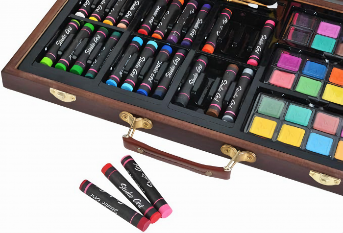 Set Pictura si Desen VarioShop®, contine 81 de piese si o trusa organizare din lemn, potrivit pentru incepatori dar si artisti avansati, dimensiuni 37 x 22, 8 x 4, 5 cm, Multicolor [8]