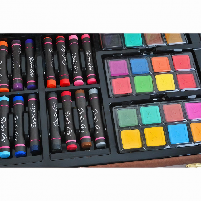Set Pictura si Desen VarioShop®, contine 81 de piese si o trusa organizare din lemn, potrivit pentru incepatori dar si artisti avansati, dimensiuni 37 x 22, 8 x 4, 5 cm, Multicolor [6]