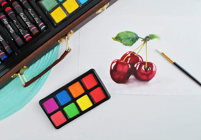 Set Pictura si Desen VarioShop®, contine 81 de piese si o trusa organizare din lemn, potrivit pentru incepatori dar si artisti avansati, dimensiuni 37 x 22, 8 x 4, 5 cm, Multicolor [4]