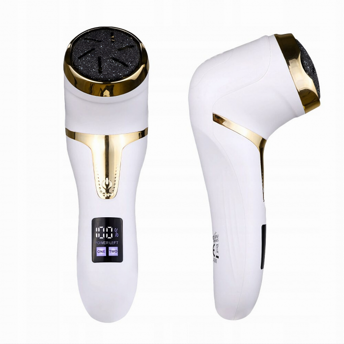 Set Pila electrica pentru talpi si calcaie, VarioShop®, display digital, acumulator 1200 mAh, 2 viteze, 2400 rot/min, 3 capete incluse, lanterna LED, incarcare USB, indepartare piele moarta, indeparta [22]