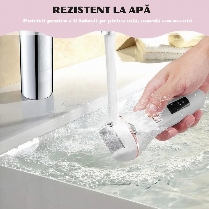 Set Pila electrica pentru talpi si calcaie VarioShop®, indepartare piele moarta, indepartare calus, 3 capete incluse, LED lanterna, 2 viteze, impermeabil, display digital, acumulator 1200 mAh, incarca [32]