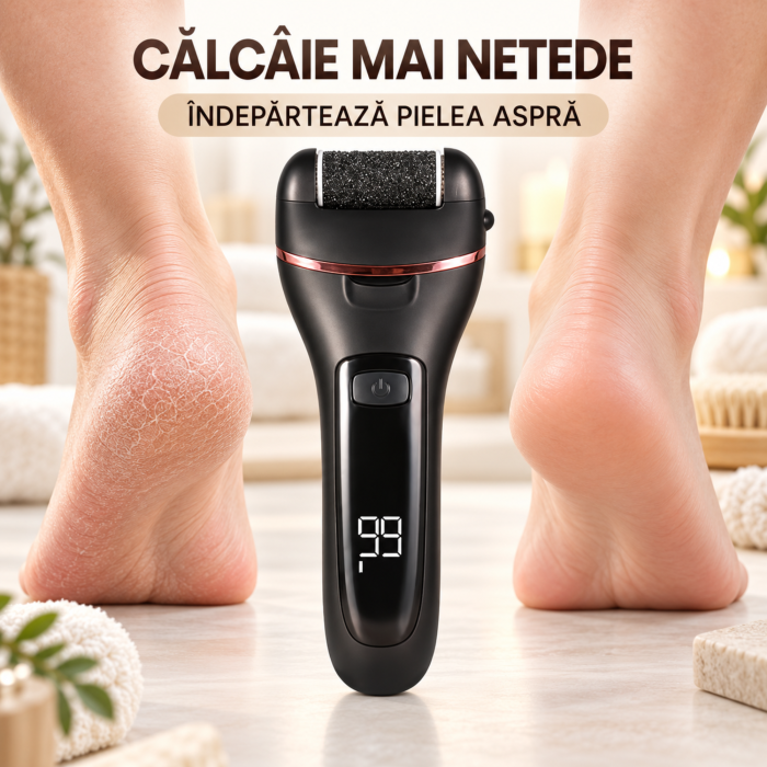 Set pila electrica VarioShop® pentru calcaie si talpi, cu accesorii pentru pedichiura, 3 capete abrazive, 2 viteze, incarcare USB, 16 x 6 cm, negru [10]