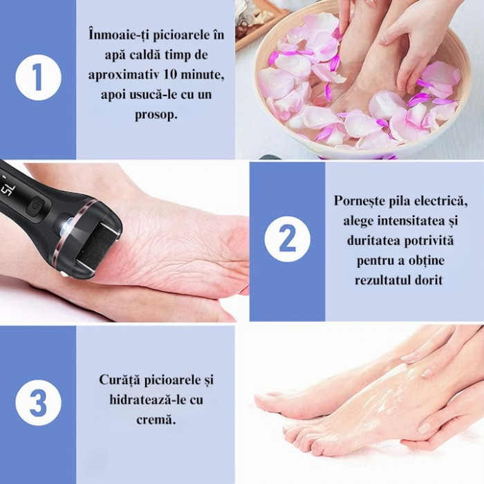 Set Pila Electrica VarioShop®, Pentru Calcaie si Talpi, Include 6 Capete Detasabile si 7 Accesorii, Display Digital, Afisaj LED, Portabila, Baterie pana la 3 ore, 2 Viteze, 2000 Rotatii/min, Incarcare [9]