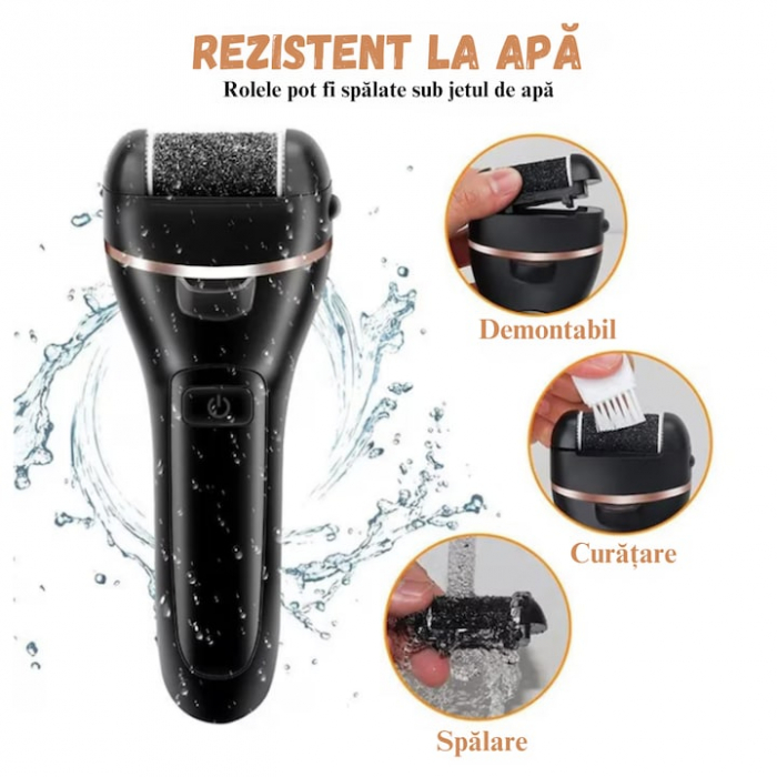 Set Pila Electrica VarioShop®, Pentru Calcaie si Talpi, Include 6 Capete Detasabile si 7 Accesorii, Display Digital, Afisaj LED, Portabila, Baterie pana la 3 ore, 2 Viteze, 2000 Rotatii/min, Incarcare [5]