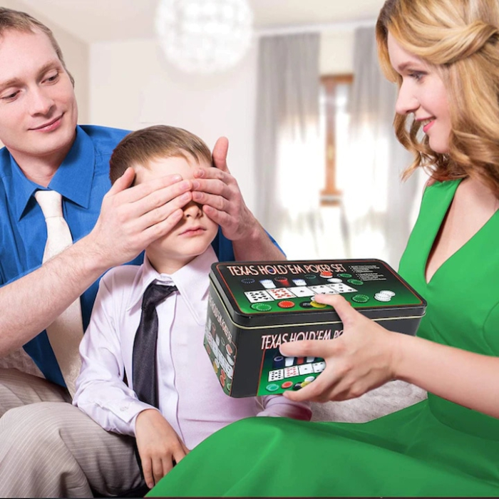 Set poker VarioShop, 200 de jetoane, covoras verde, 2 pachete de carti, cutie metalica, multicolor, 92x58cm [4]