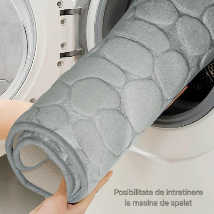 Set premium de 3 covorase pentru baie VarioShop®, antiderapante, absorbtie ridicata, uscare rapida, lavabil, pufos la atingere, Gri [5]