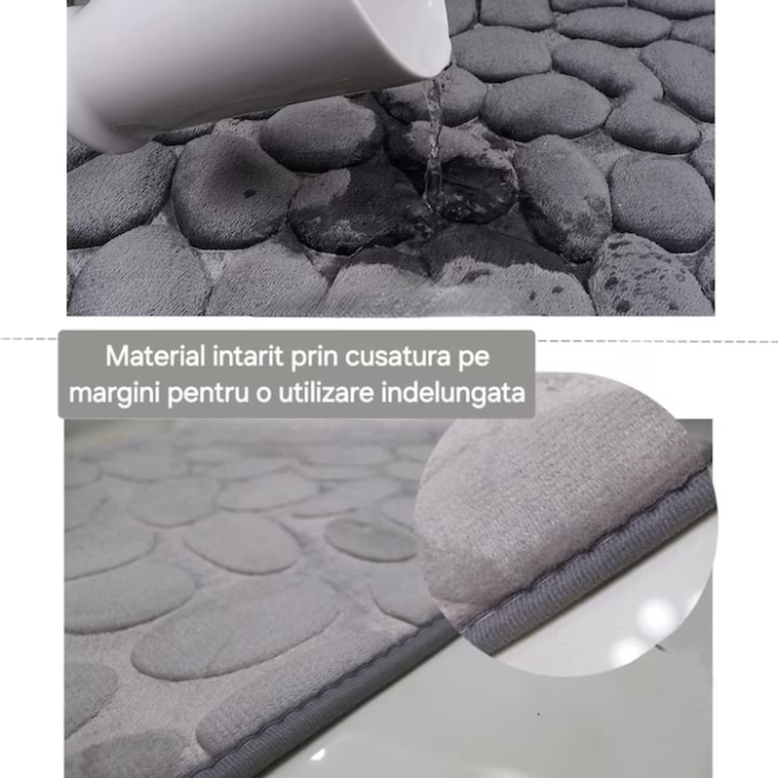 Set premium de 3 covorase pentru baie VarioShop®, antiderapante, absorbtie ridicata, uscare rapida, lavabil, pufos la atingere, Gri [2]