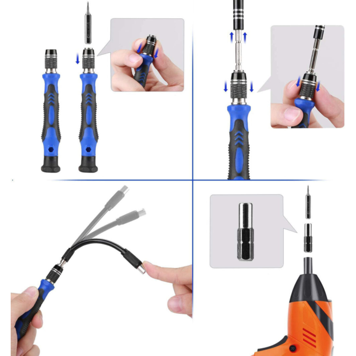 Set profesional 75 in 1 cu surubelnite de precizie VarioShop®, biti Torx, trusa universala compacta pentru reparatii electronice, telefoane, laptopuri, ochelari si dispozitive delicate, cu husa practi [6]