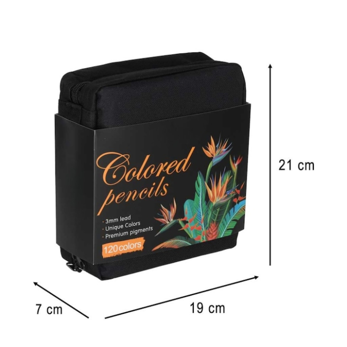 Set profesional de 120 creioane colorate VarioShop®, husa si accesorii, pentru desen, schite si ilustratii detaliate, lemn de inalta calitate, transport usor [7]