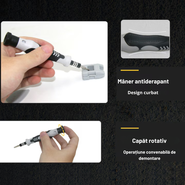 Set profesional de surubelnite de precizie 115 in 1 VarioShop®, cu biti magnetici, extensii flexibile si accesorii pentru reparatii telefoane, laptopuri, electronice si dispozitive GSM, Negru [3]