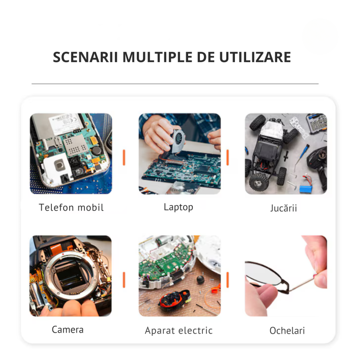 Set profesional de surubelnite de precizie 115 in 1 VarioShop®, cu biti magnetici, extensii flexibile si accesorii pentru reparatii telefoane, laptopuri, electronice si dispozitive GSM, Negru [6]