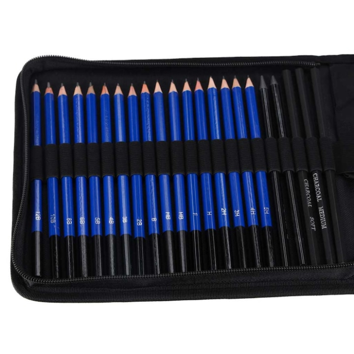 Set Profesional pentru Desen si Schitare VarioShop®, 54 de Articole cu Creioane Grafit si Carbune, Caiet de Schite A5, Husa Organizatoare [7]
