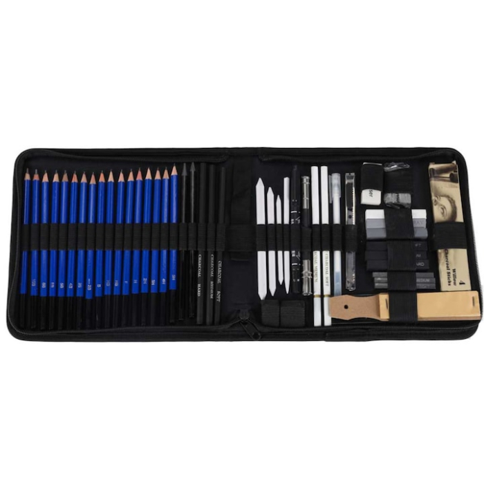 Set Profesional pentru Desen si Schitare VarioShop®, 54 de Articole cu Creioane Grafit si Carbune, Caiet de Schite A5, Husa Organizatoare [5]