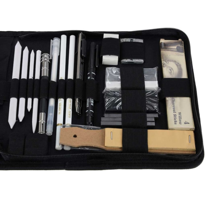 Set Profesional pentru Desen si Schitare VarioShop®, 54 de Articole cu Creioane Grafit si Carbune, Caiet de Schite A5, Husa Organizatoare [6]