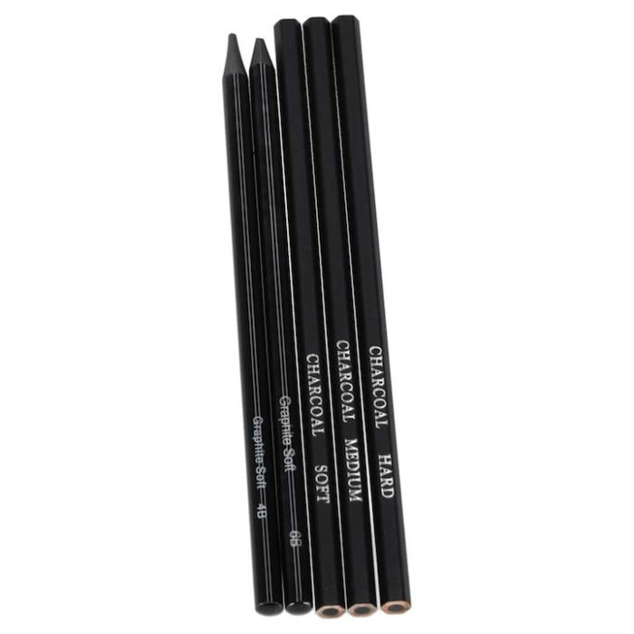 Set Profesional pentru Desen si Schitare VarioShop®, 54 de Articole cu Creioane Grafit si Carbune, Caiet de Schite A5, Husa Organizatoare [12]