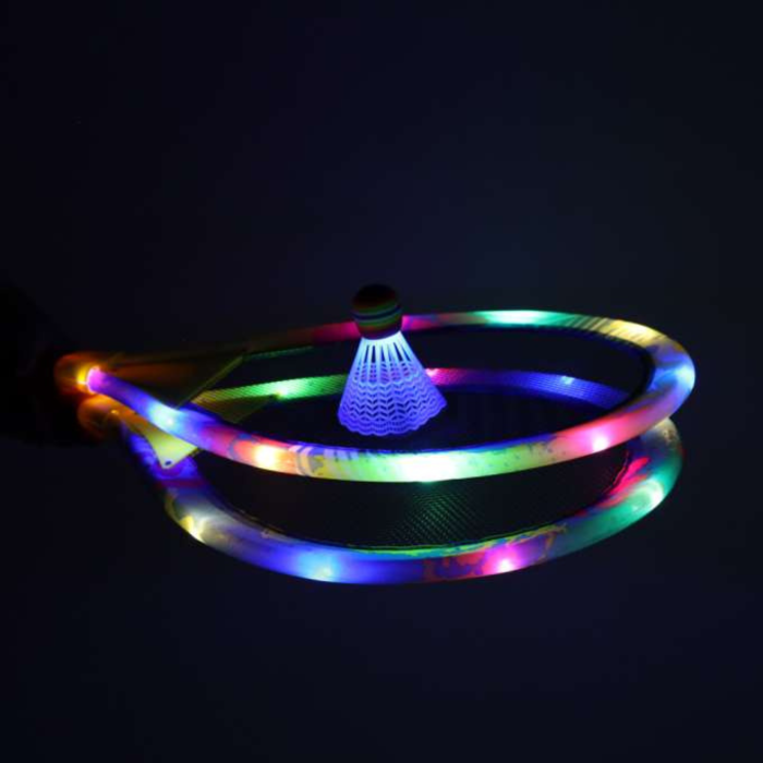 Set rachete badminton LED VarioShop®, 2 rachete luminoase cu fluturași, joc sportiv pentru copii, baterii incluse, 55 cm [6]