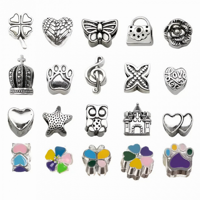Set realizare bratari pentru copii VarioShop®, contine diverse bijuterii, pandantive si margele, 4 bratari, 70 piese, cutie depozitare inclusa, portabil, dezvolta abilitatile manuale, + 3 ani, multico [14]