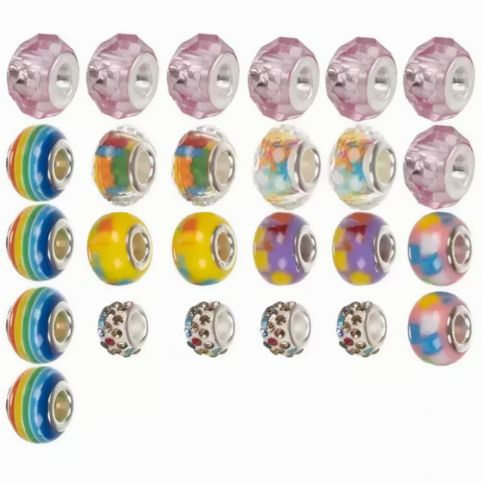 Set realizare bratari pentru copii VarioShop®, contine diverse bijuterii, pandantive si margele, 4 bratari, 70 piese, cutie depozitare inclusa, portabil, dezvolta abilitatile manuale, + 3 ani, multico [7]
