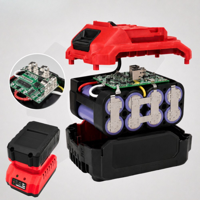 Set scule cu acumulator VarioShop®, masina de gaurit cu percutie si cheie de impact 350 Nm, 2 baterii 21V 3Ah, Brushless, geanta transport [10]