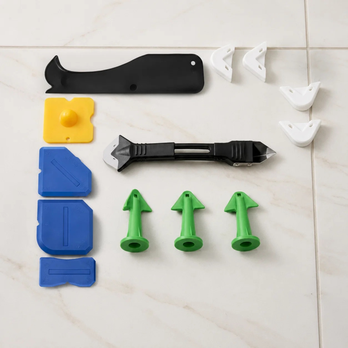 Set spatule pentru aplicare si indepartare silicon VarioShop®, pentru rosturi si etansari, 14 piese, raclete, aplicatoare si lama inox [10]