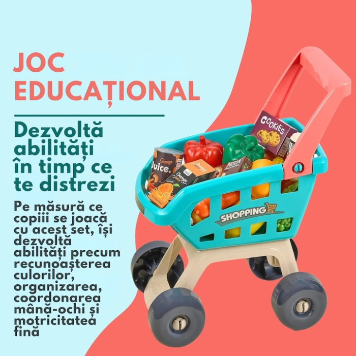 Set supermarket jucarie cu 47 de elemente VarioShop®, terminal de plata, scaner de coduri de bare si carut, joc de rol pentru copii, Multicolor [5]