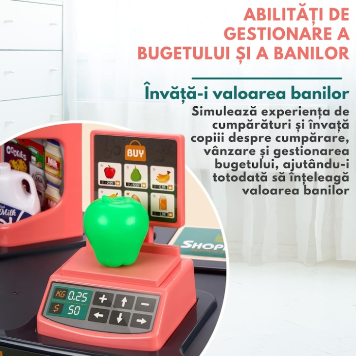 Set supermarket jucarie cu 47 de elemente VarioShop®, terminal de plata, scaner de coduri de bare si carut, joc de rol pentru copii, Multicolor [7]
