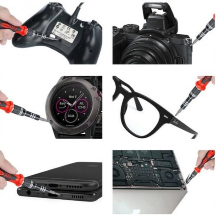 Set Surubelnite de Precizie 110 in 1 VarioShop®, 98 Biti, Ventuza, Penseta, Magnetizare, Maner Ergonomic, Carcasa Depozitare, pentru Electronice, Electrocasnice, Mobilier, Telefoane, Macbook, iMac, iP [14]